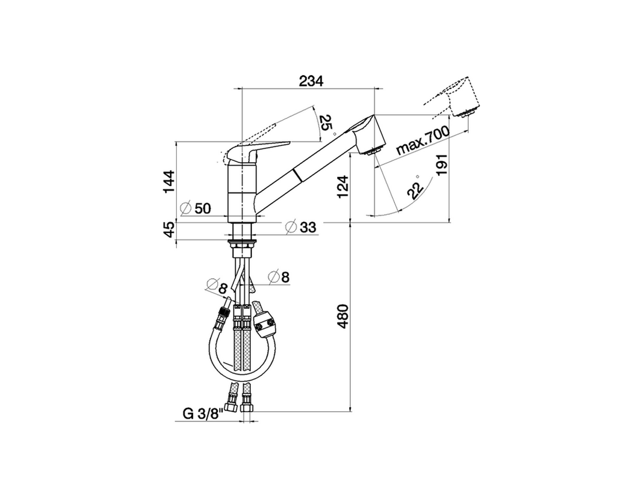Single lever sink mixer ES with pull out handspray KITCHEN_PO002575 - v1
