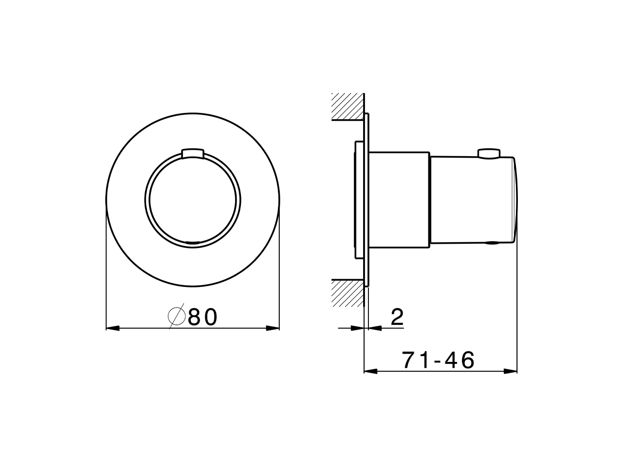 Exposed part for thermostatic concealed valve PUSH&SHOWER_PS1G1010 - v1