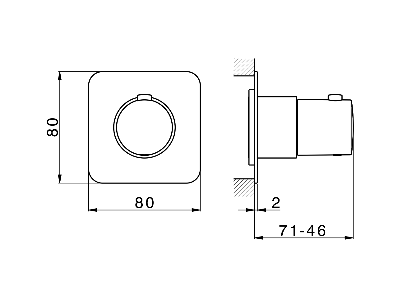 Exposed part for thermostatic concealed valve PUSH&SHOWER_PS1G1020 - v1