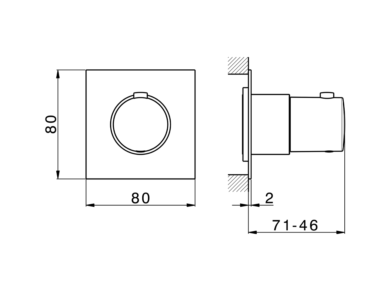 Exposed part for thermostatic concealed valve PUSH&SHOWER_PS1G1030 - v1
