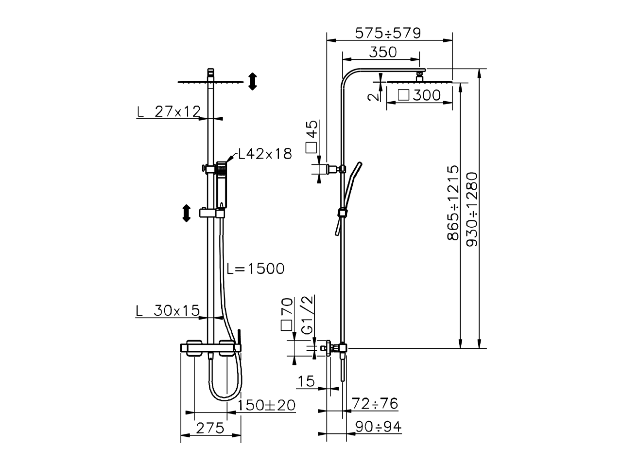 2-function single lever shower set SHOWER COLUMNS_QT1R4031 - v1