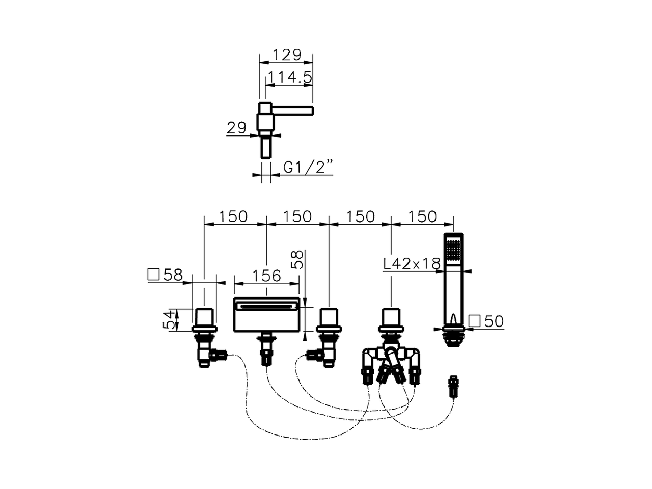 Deck-mounted 5-hole bath mixer ROADSTER ACCENT_RA000260 - v1