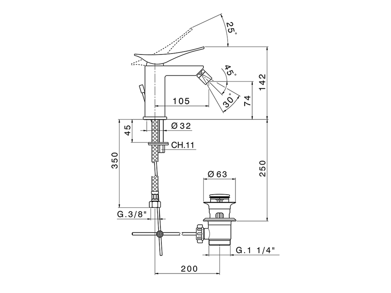 Single lever bidet mixer ROADSTER ACCENT_RA000550 - v1