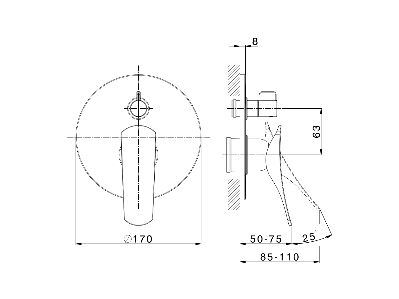 Exposed part for concealed S.L.bath-shower valve ROADSTER ACCENT_RA002300 - v1