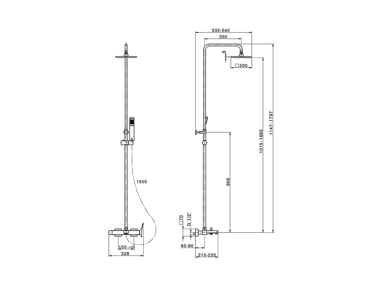 3-functions single lever bath set ROADSTER ACCENT_RA004120 - v1