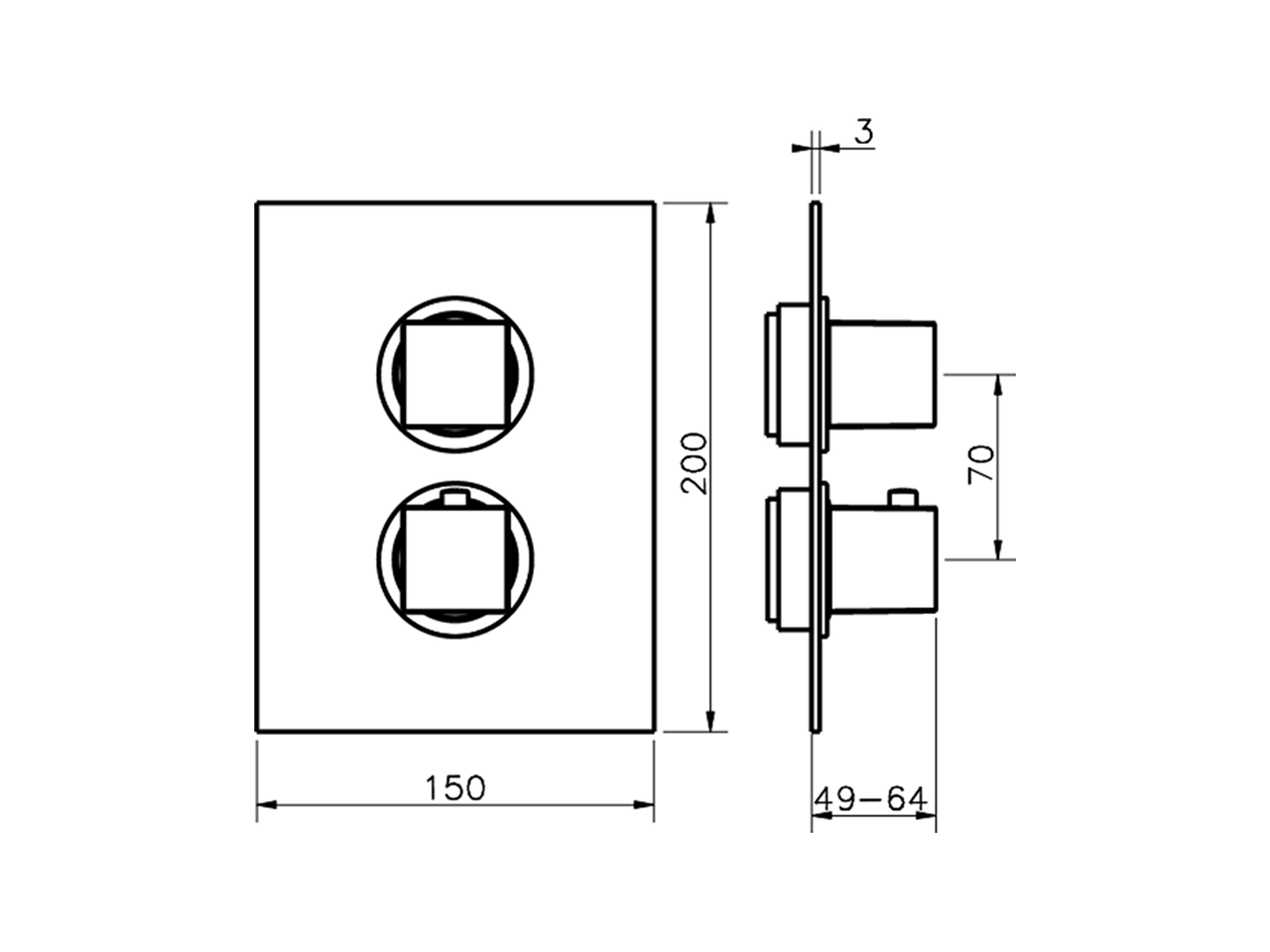 Exposed part for con.thermo.shower valve, 3-outlet ROADSTER ACCENT_RA018200 - v1