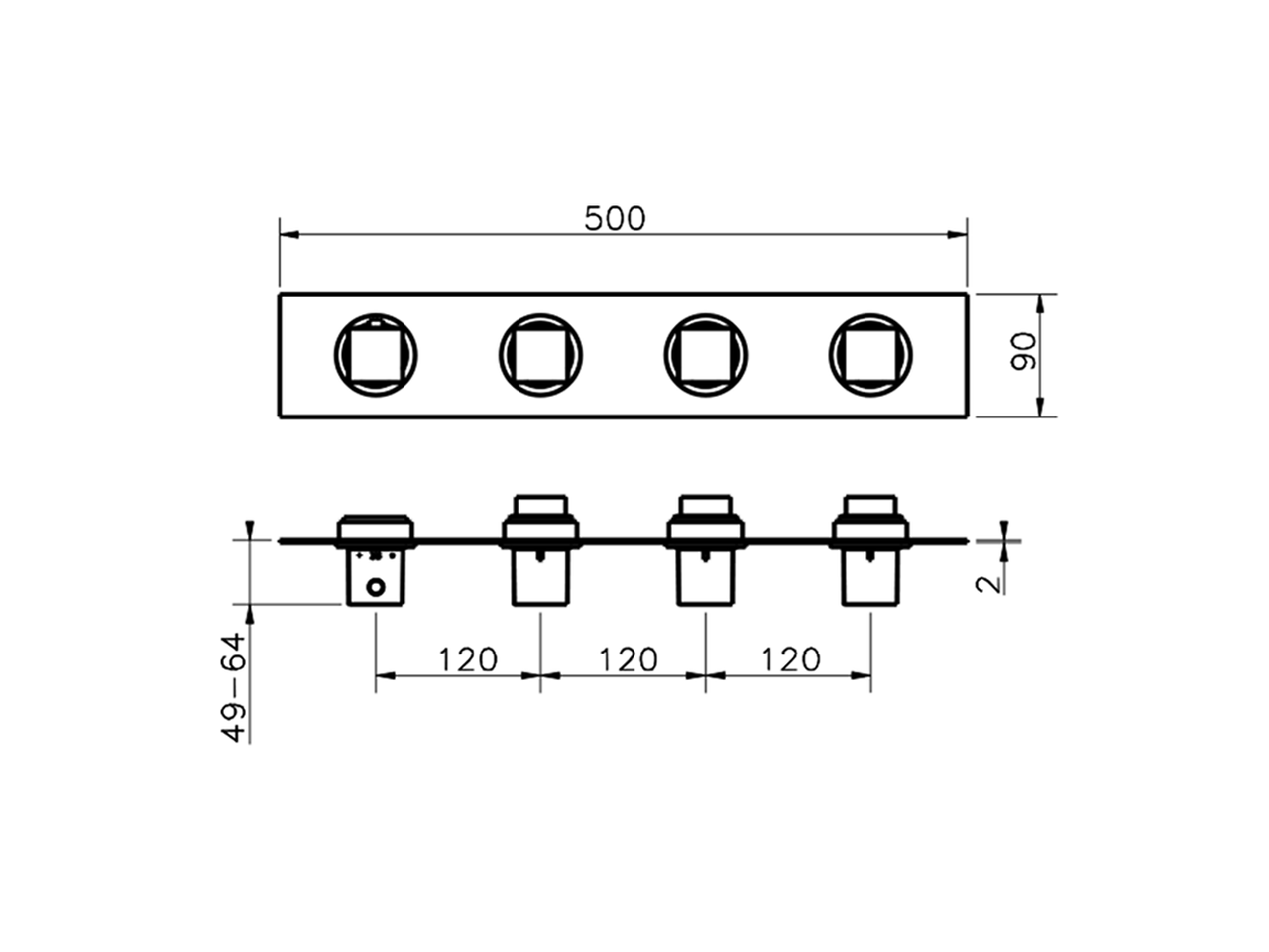 Cover Part for 3 Function Concealed Thermo. Valve WELLNESS_RA01R300 - v1