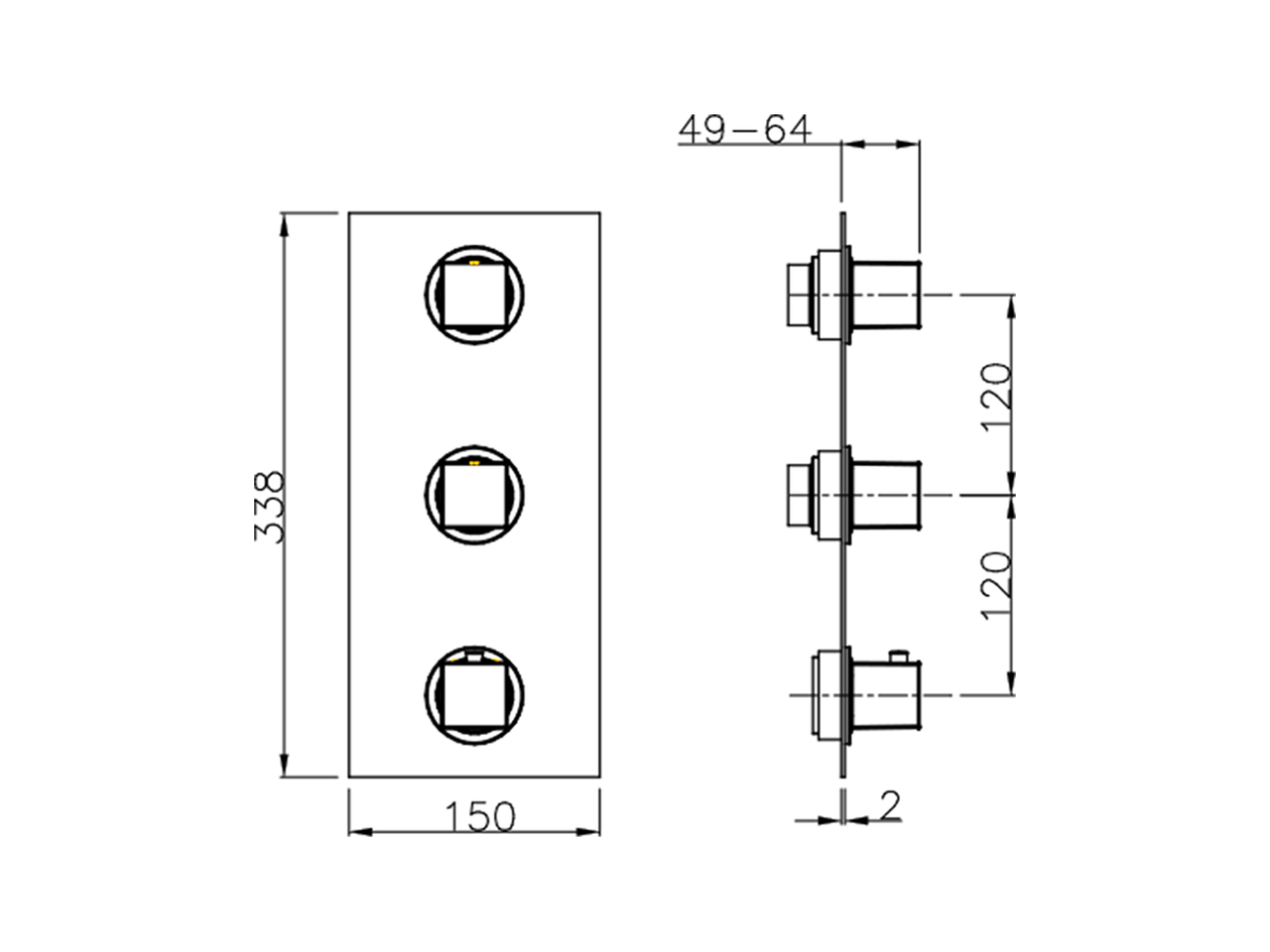Cover Part for 2 Function Concealed Thermo Valve WELLNESS_RA01V200 - v1