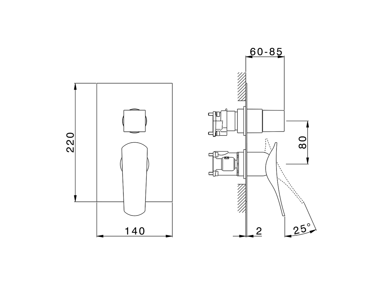 Exposed part for Single Lever One Box Valve ROADSTER ACCENT_RA0BM030 - v1