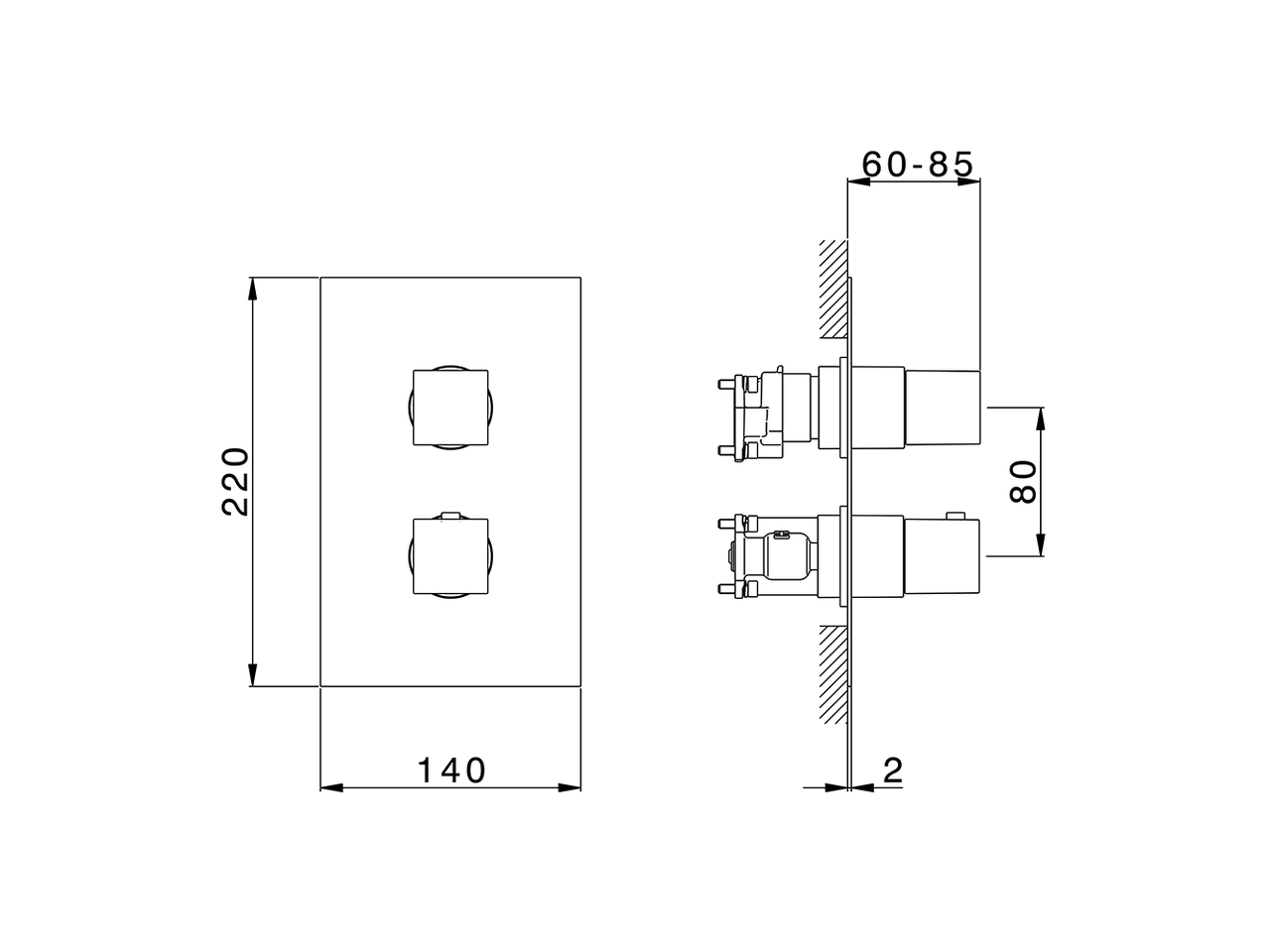 Exposed part for Thermostatic One Box Valve ROADSTER ACCENT_RA0BT030 - v1