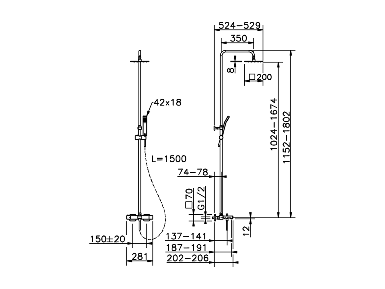 3-functions Thermostatic shower set SHOWER COLUMNS_RAC83010 - v1
