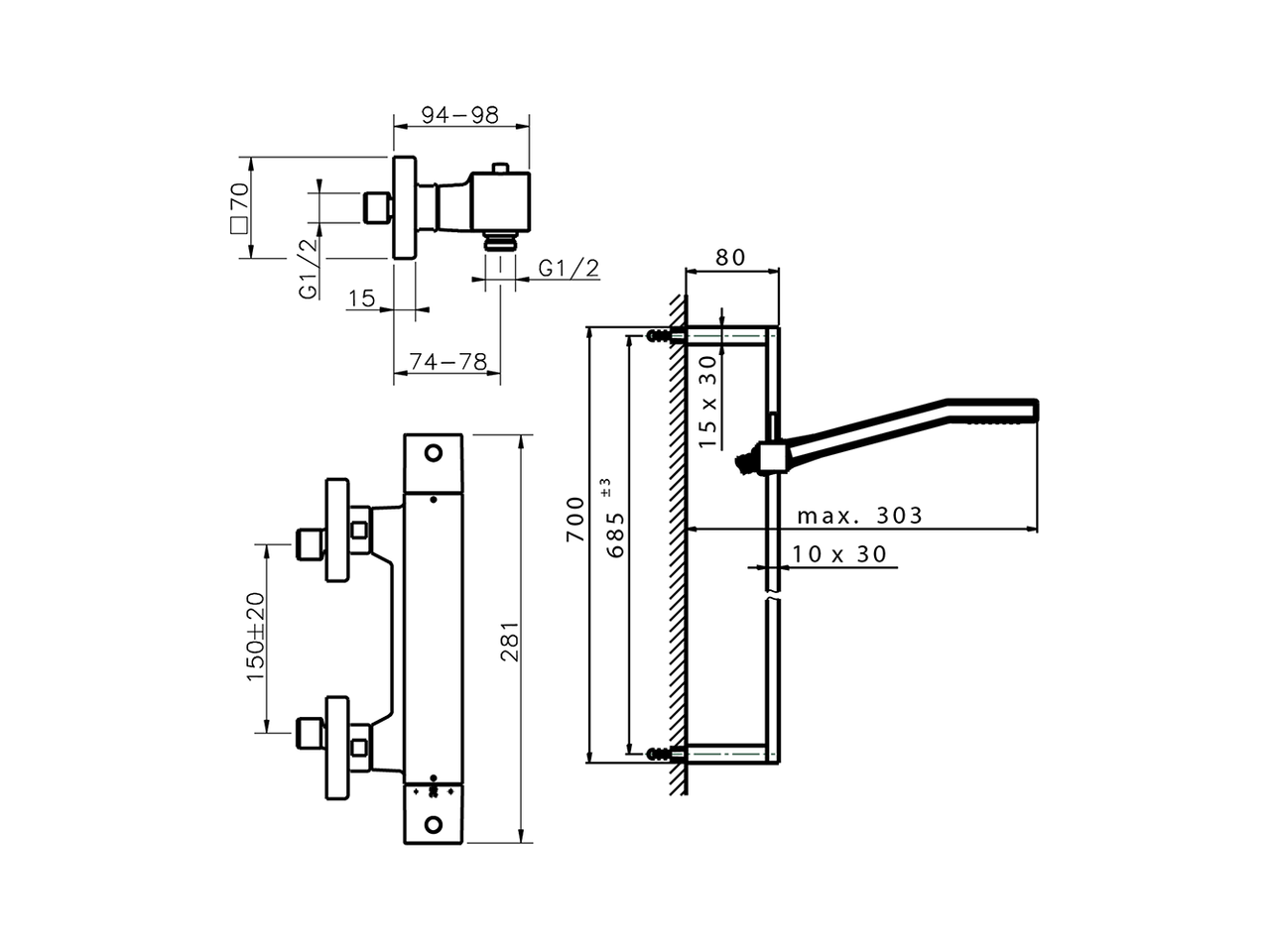 Thermostatic shower mixer with sliding bar ROADSTER ACCENT_RAS01010 - v1