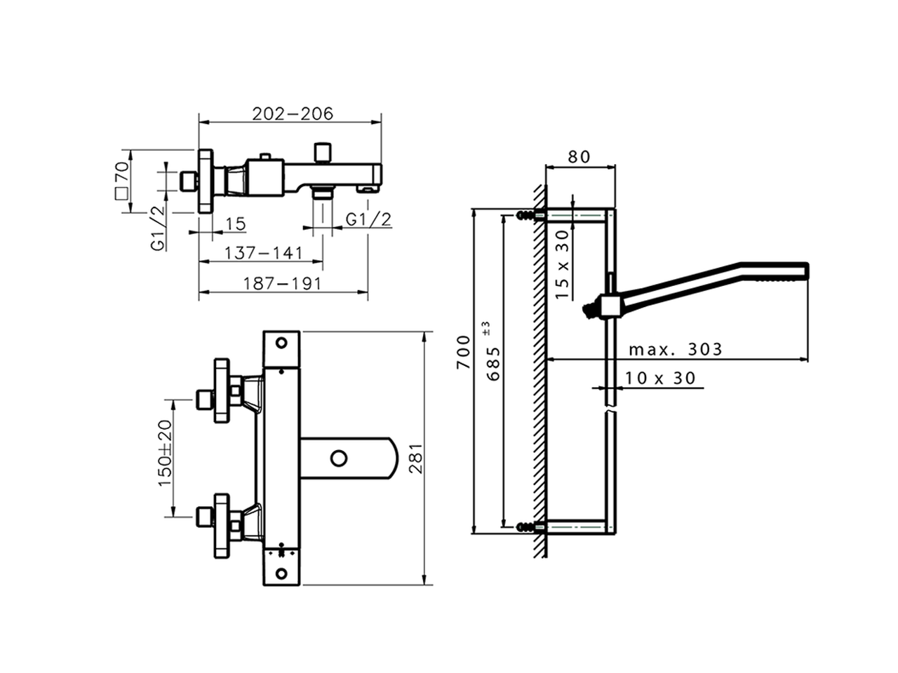Thermostatic bath-shower mixer with sliding bar ROADSTER ACCENT_RAS27010 - v1