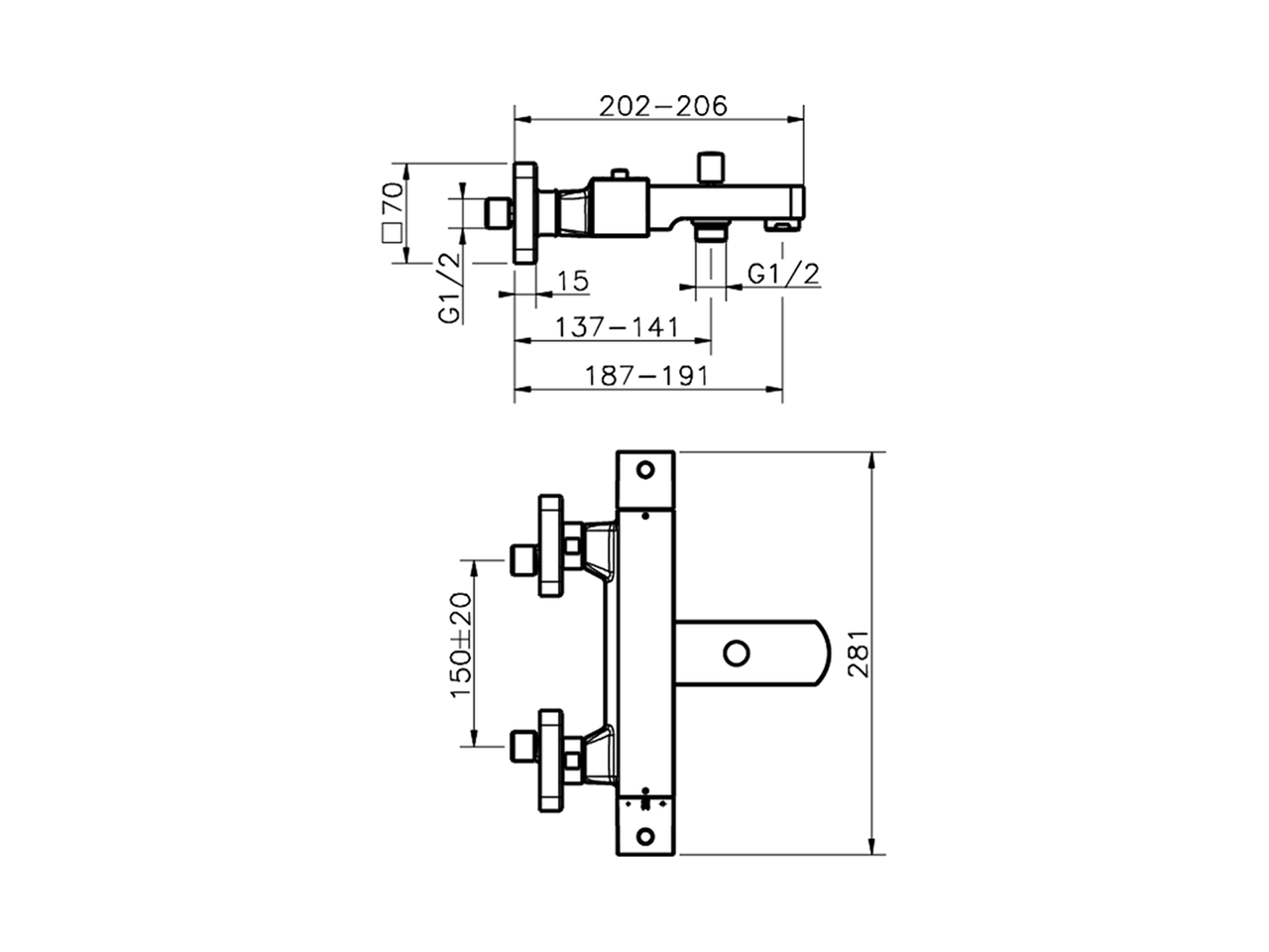 Thermostatic bath mixer ROADSTER ACCENT_RAT27010 - v1