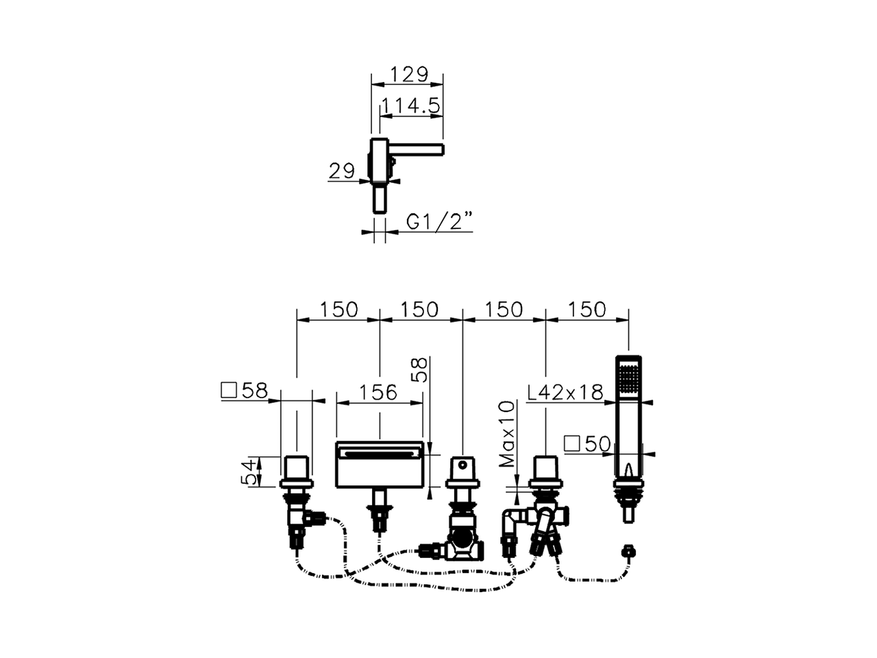 Thermostatic deck-mounted 5-hole mixer ROADSTER ACCENT_RAT77010 - v1
