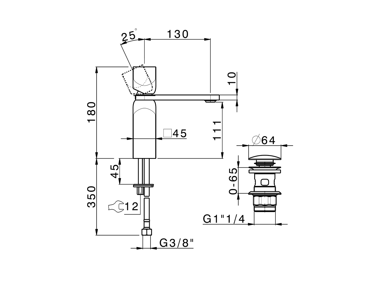 Single lever 'large' washbasin mixer HI-RISE_RI000494 - v1