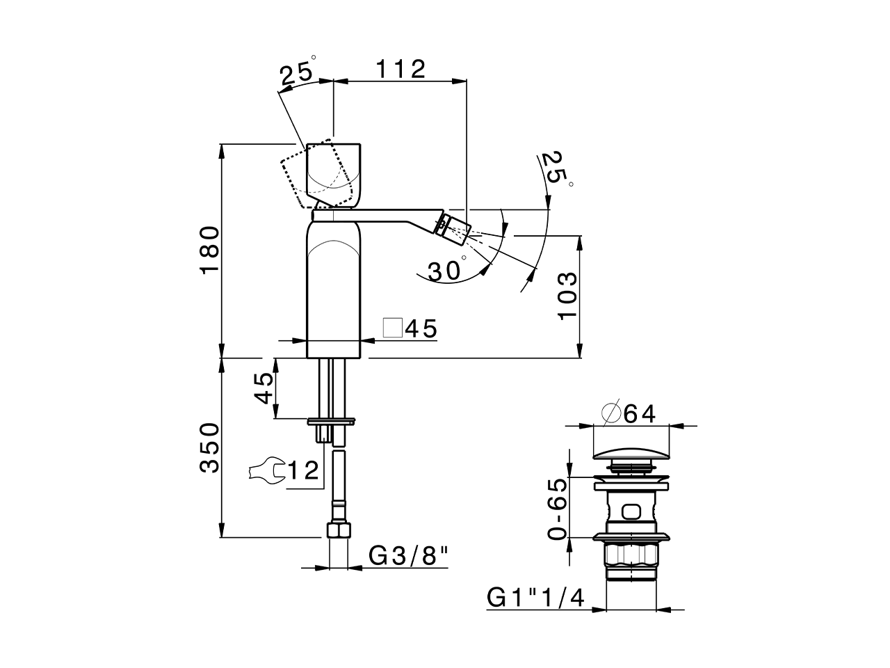 Single lever bidet mixer HI-RISE_RI000554 - v1
