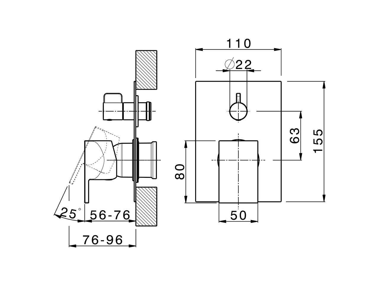 Exposed part for concealed S.L.bath-shower valve HI-RISE_RI002300 - v1