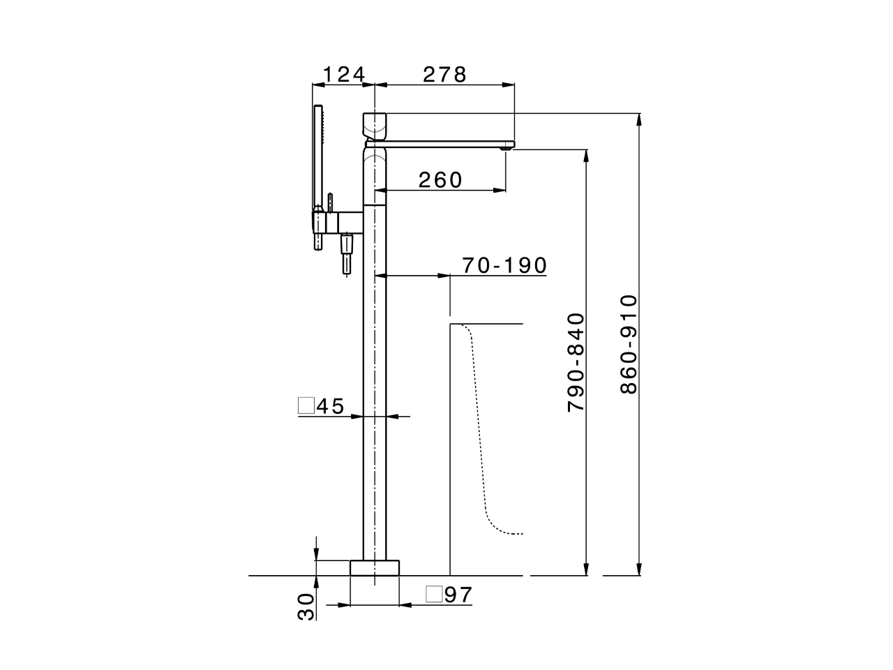 Exposed part for single-lever bath shower mixer HI-RISE_RI014204 - v1