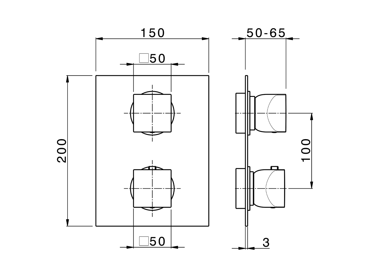 Exposed part for con.thermo.shower mixer,2-outlets HI-RISE_RI019100 - v1