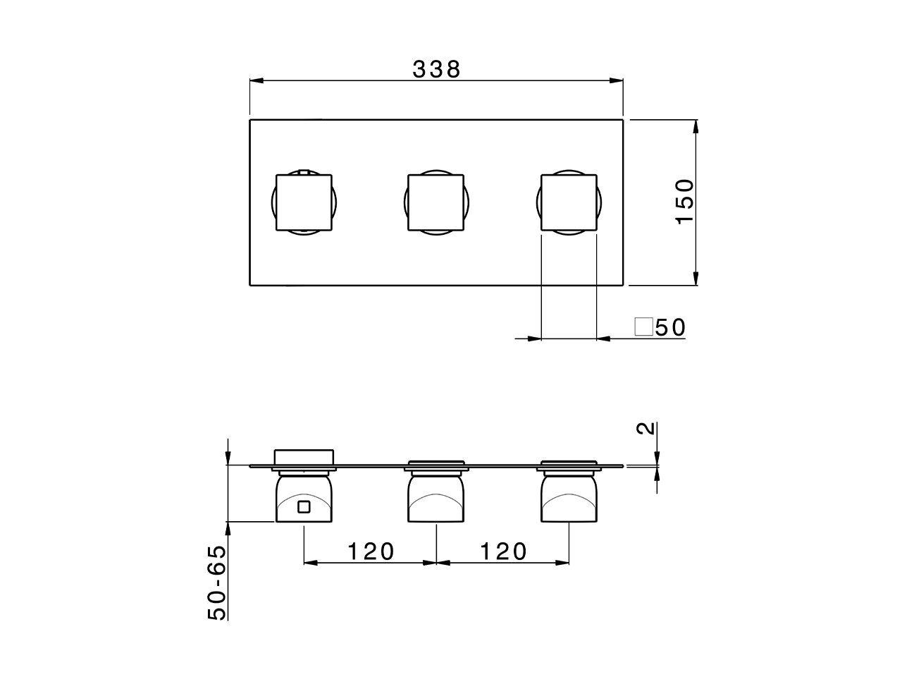Cover Part for 2 Function Concealed Thermo. Valve WELLNESS_RI01R200 - v1