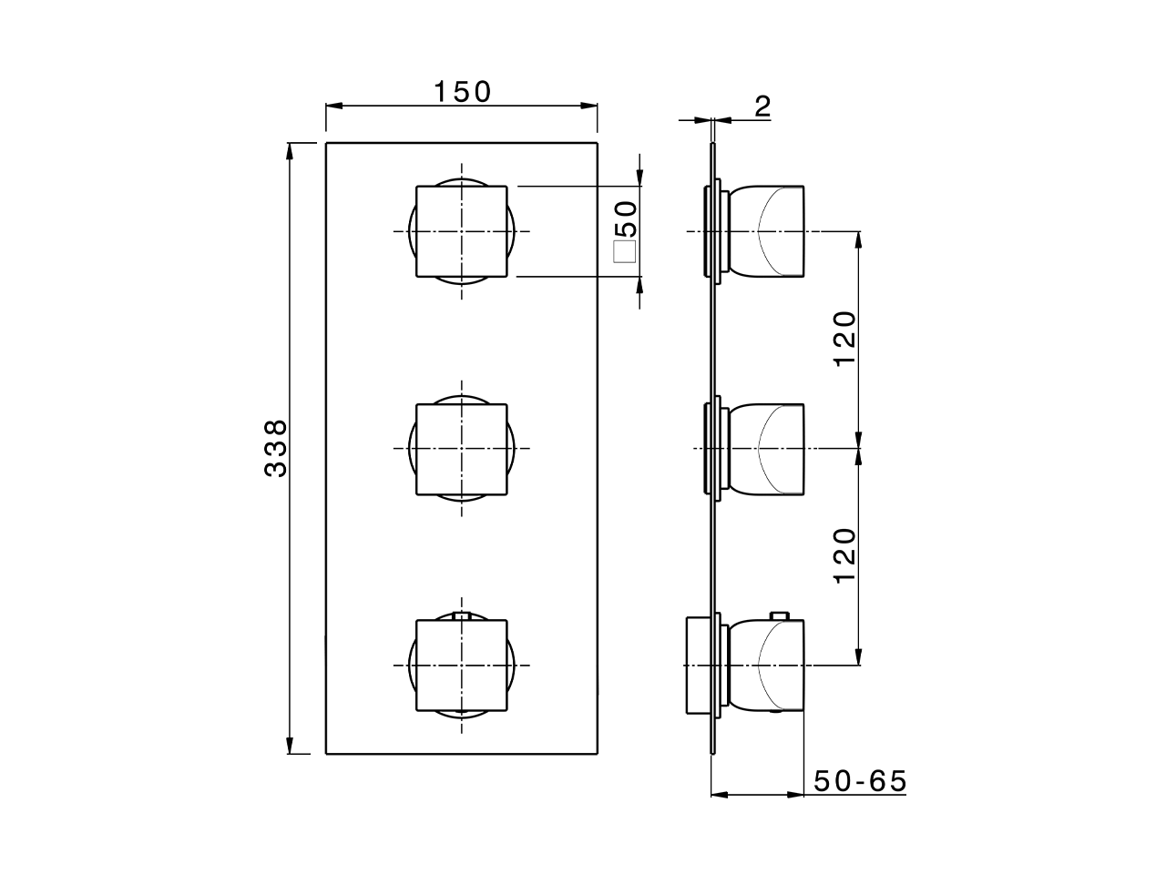 Cover Part for 2 Function Concealed Thermo Valve WELLNESS_RI01V200 - v1