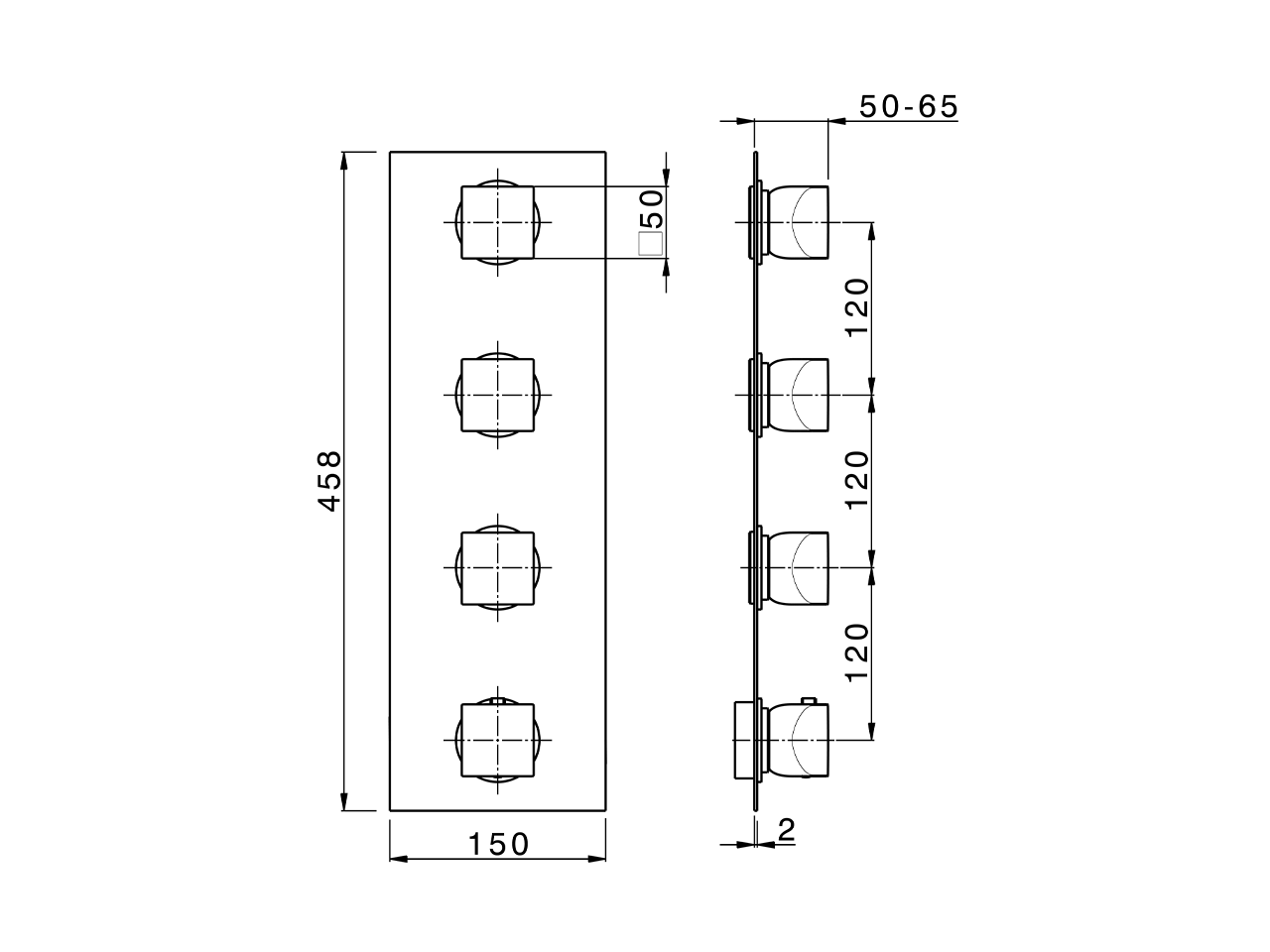 Cover Part for 3 Function Concealed Thermo Valve WELLNESS_RI01V300 - v1