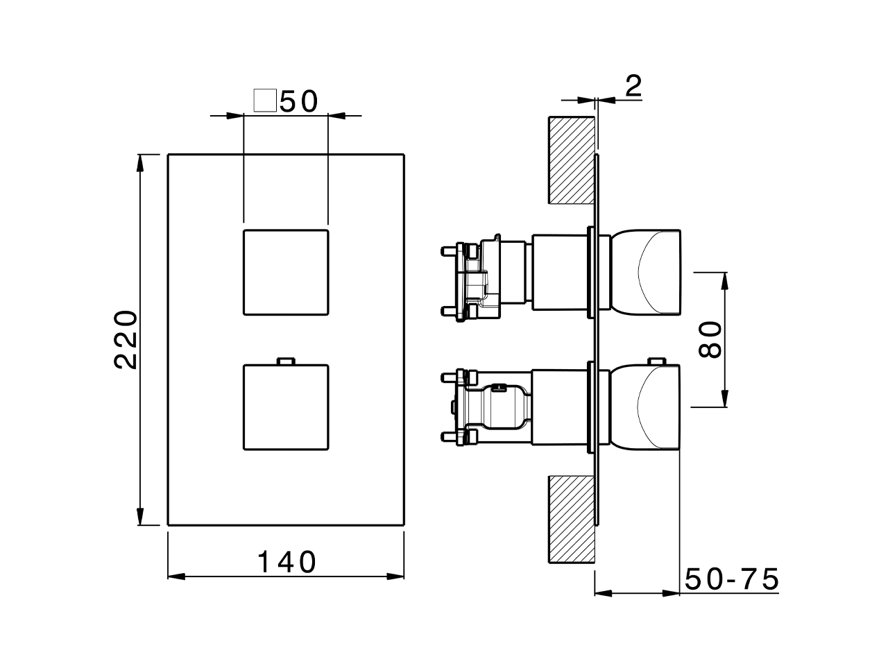 Exposed part for Thermostatic One Box Valve ONE BOX_RI0BT030 - v1