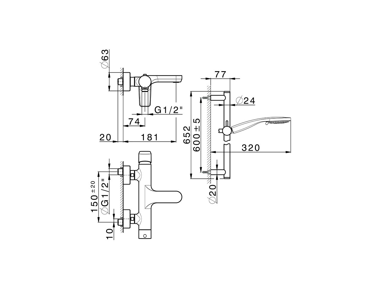Single lever bath mixer, with shower set ROCK&ROLL_RK000060 - v1