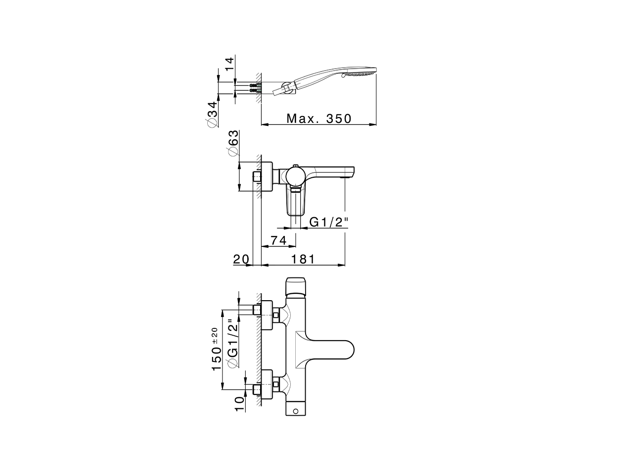 Single lever bath mixer, with shower set ROCK&ROLL_RK000120 - v1