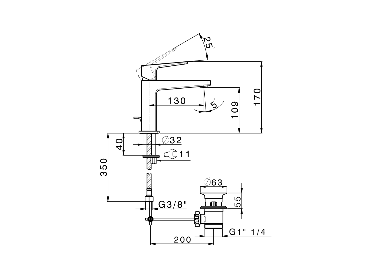 Single lever 'large' washbasin mixer ROCK&ROLL_RK000494 - v1