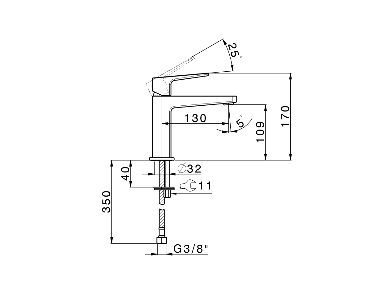 Single lever 'large' washbasin mixer ROCK&ROLL_RK000504C - v1