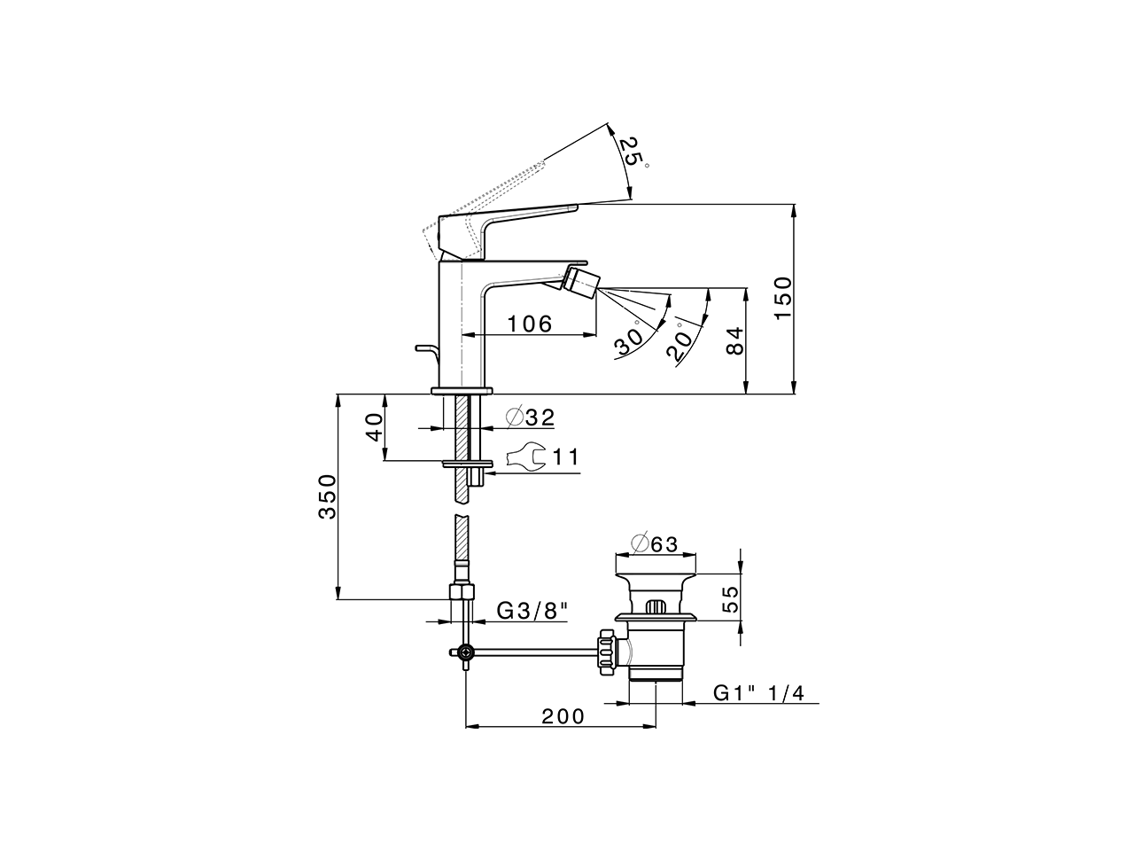 Single lever bidet mixer ROCK&ROLL_RK000554 - v1