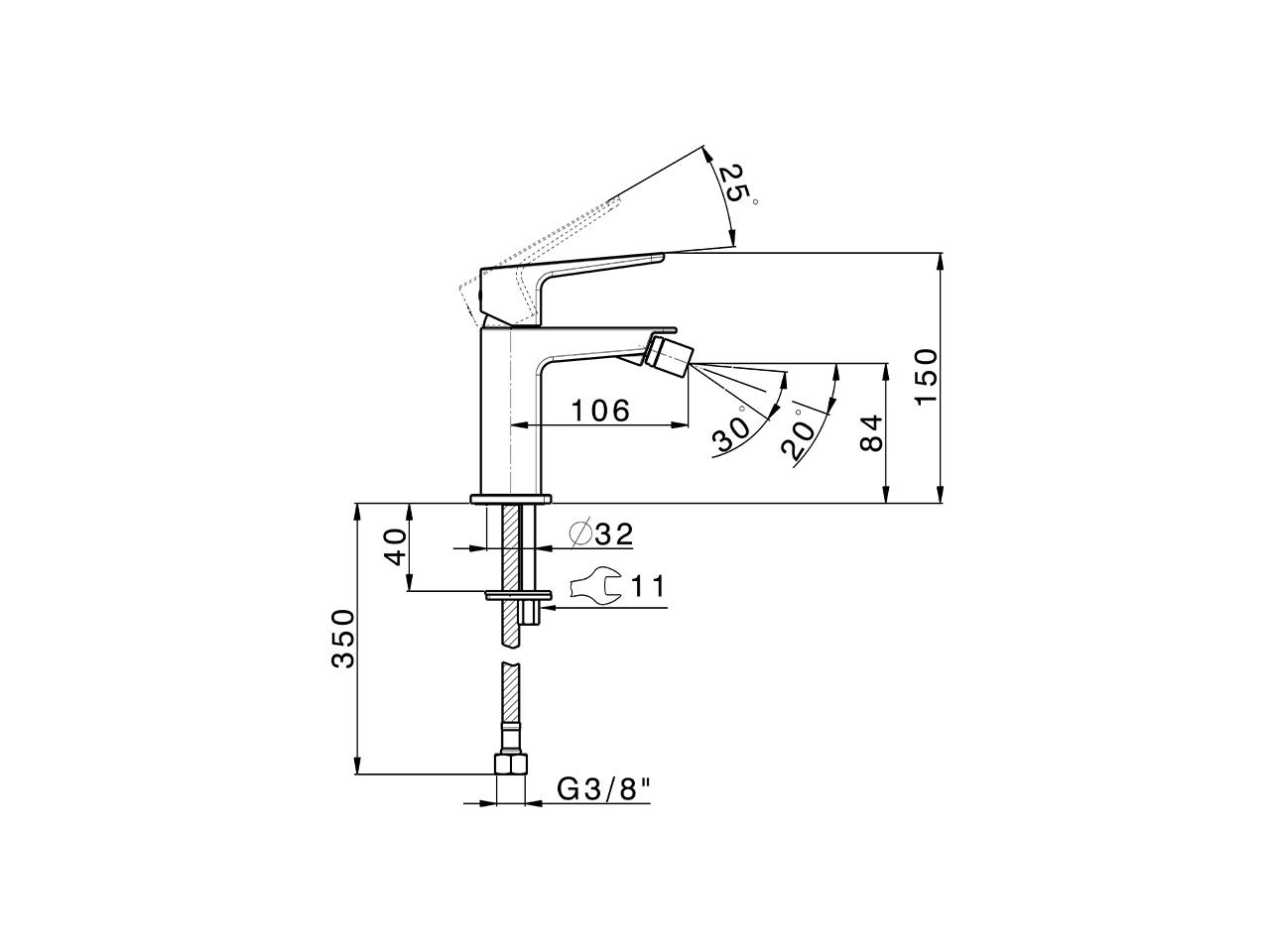 Single lever bidet mixer ROCK&ROLL_RK000564C - v1