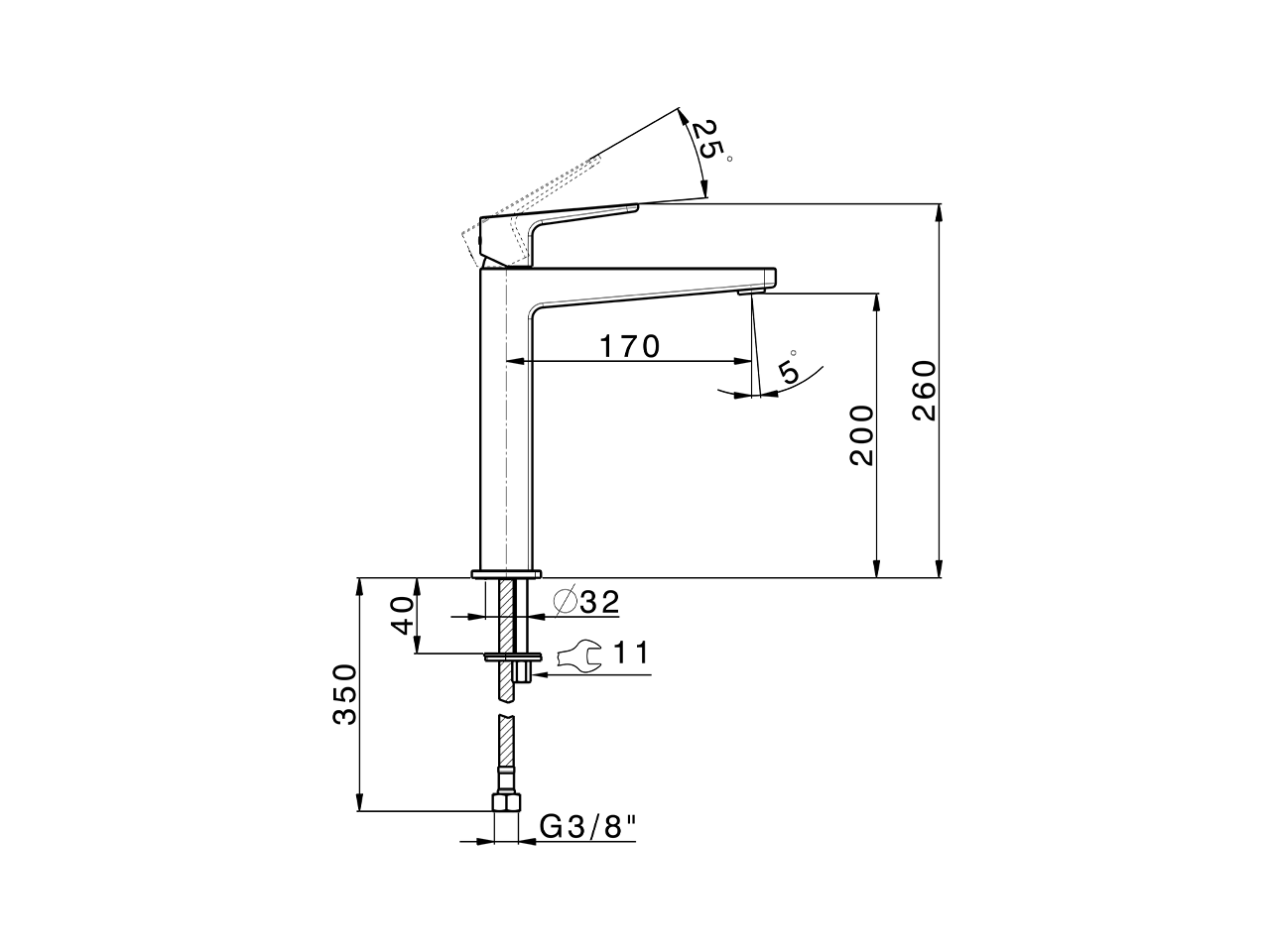 Single lever tall washbasin mixer ROCK&ROLL_RK003544C - v1