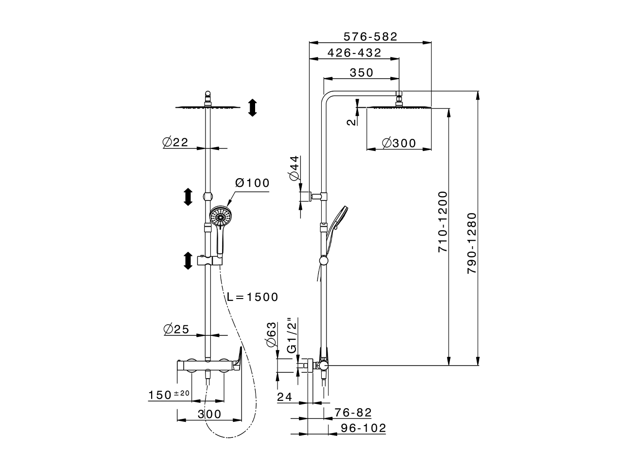 2-function single lever shower set ROCK&ROLL_RK004030 - v1