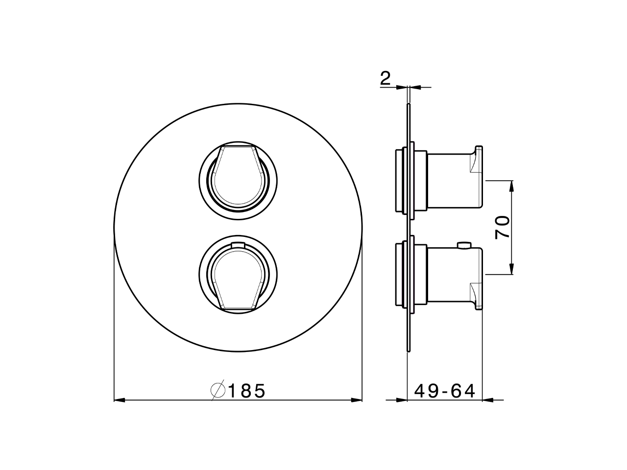 Exposed part for con.thermo.shower valve, 3-outlet ROCK&ROLL_RK018200 - v1