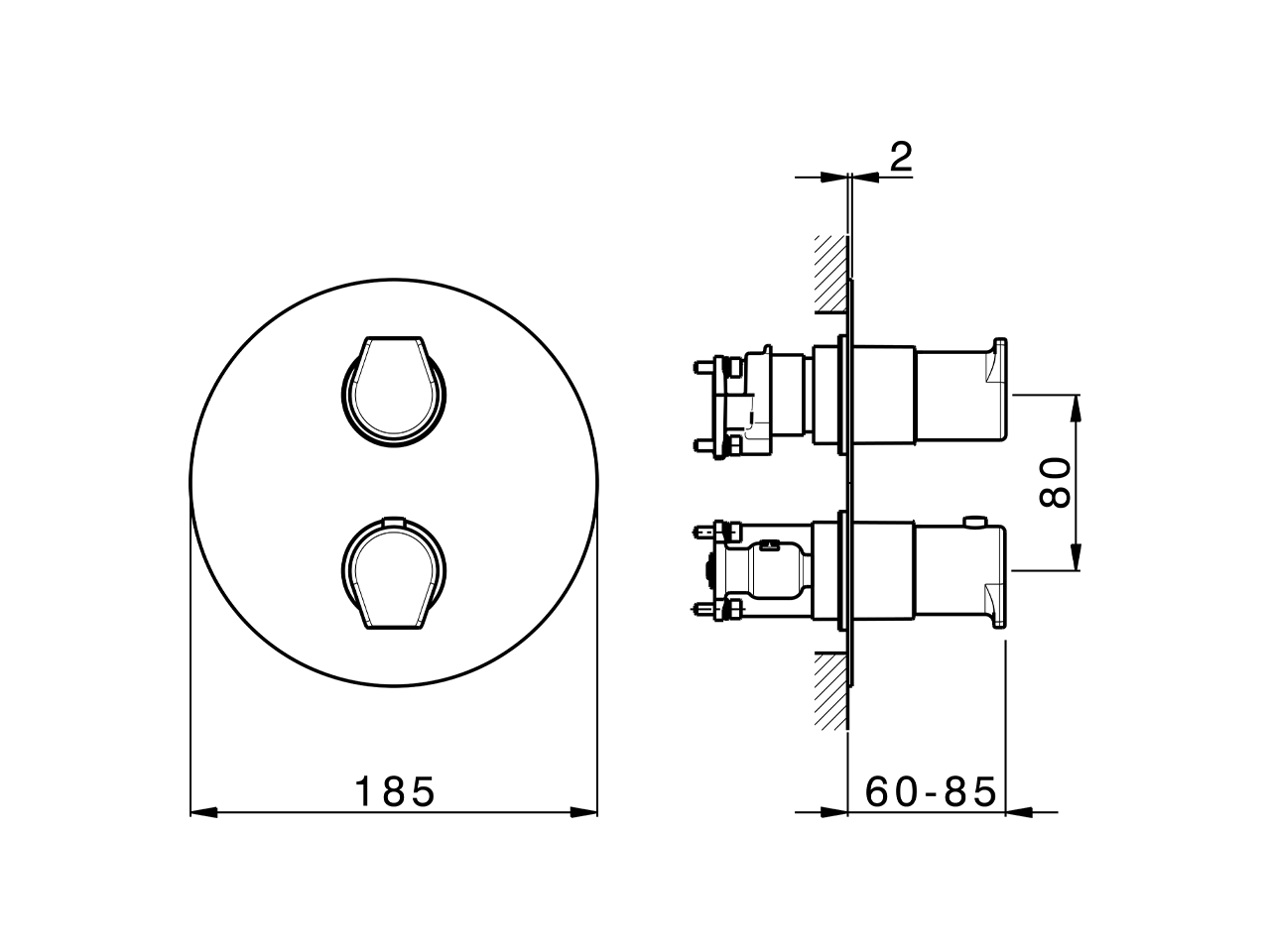 Exposed part for Thermostatic One Box Valve ROCK&ROLL_RK0BT030 - v1