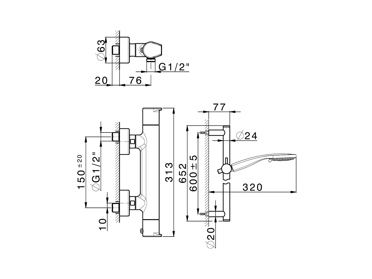 Thermostatic shower mixer with sliding bar ROCK&ROLL_RKS01010 - v1