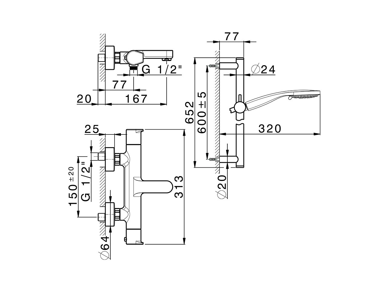 Thermostatic bath-shower mixer with sliding bar ROCK&ROLL_RKS21016 - v1