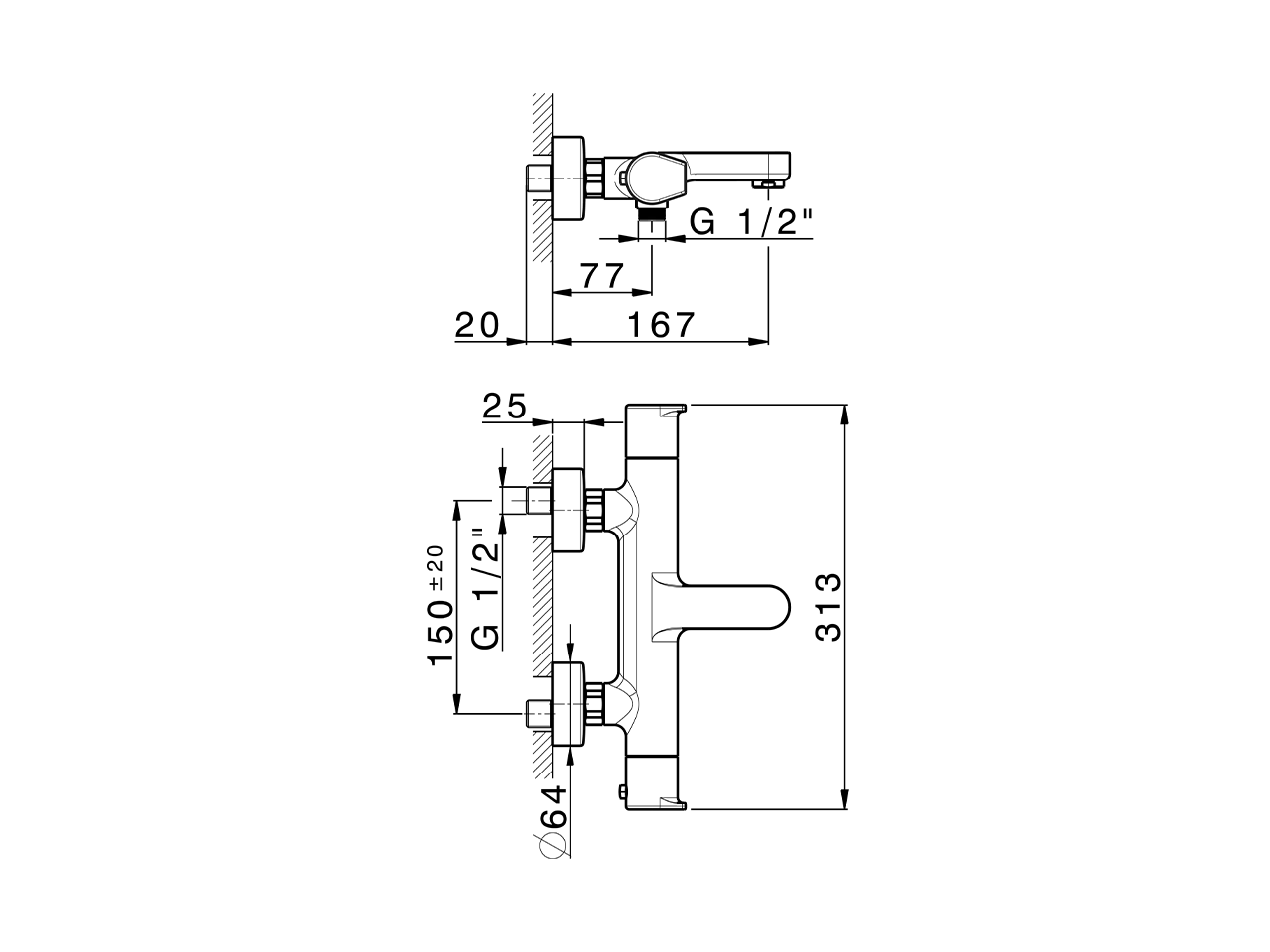 Thermostatic bath mixer ROCK&ROLL_RKT21016 - v1