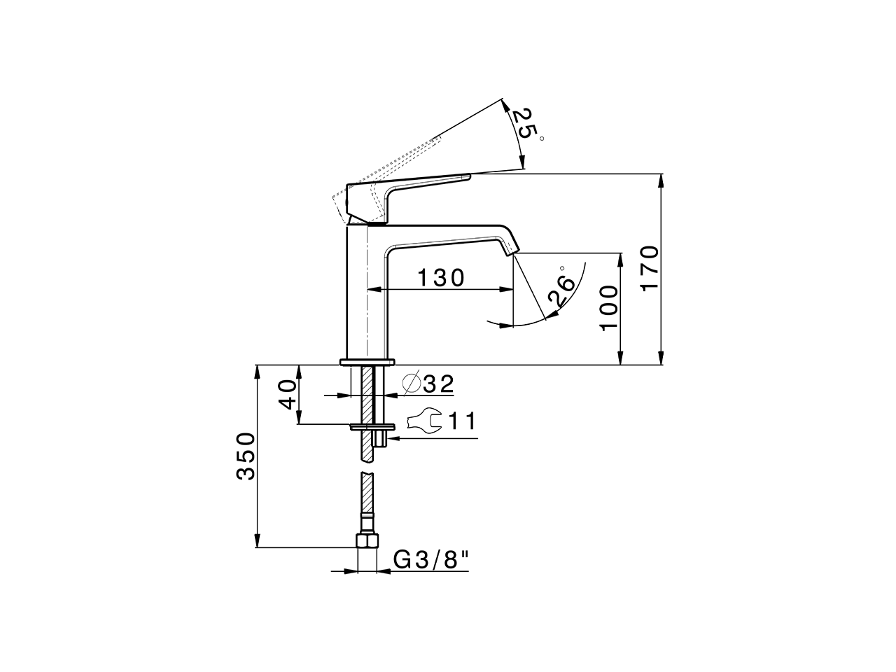 Single lever 'large' washbasin mixer ROCK&ROLL_RL000504C - v1