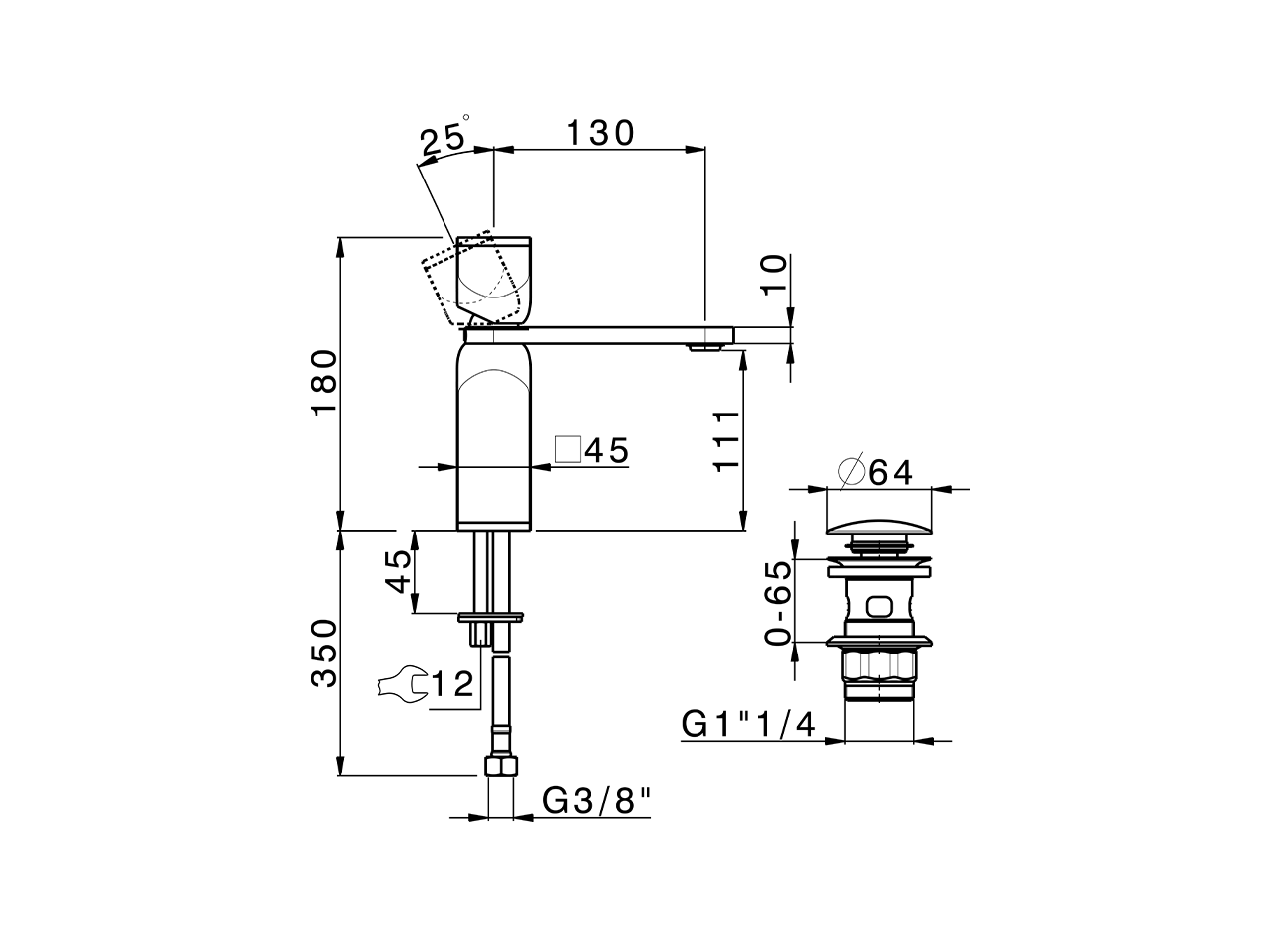 Single lever 'large' washbasin mixer HI-RISE_RM000494 - v1