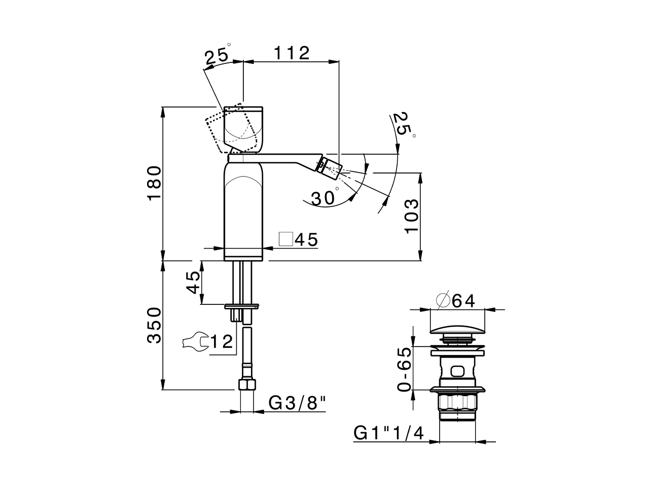 Single lever bidet mixer HI-RISE_RM000554 - v1