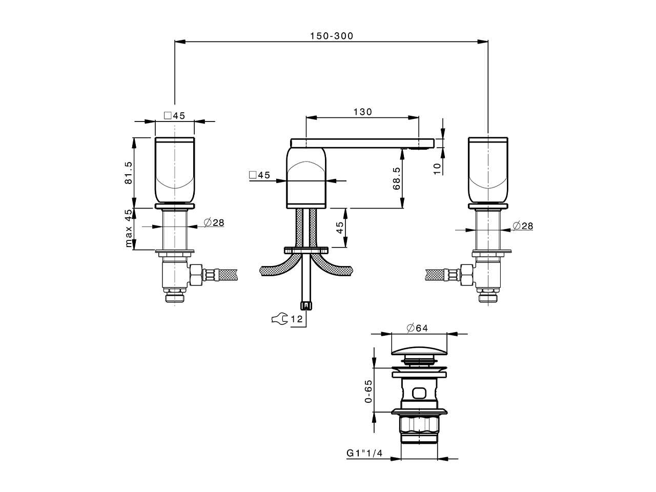 3 hole washbasin mixer HI-RISE_RM001020 - v1