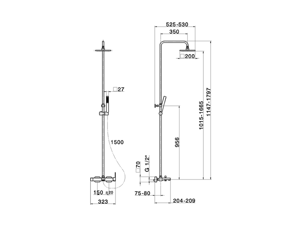 3-functions single lever bath set SHOWER COLUMNS_RR004120 - v1