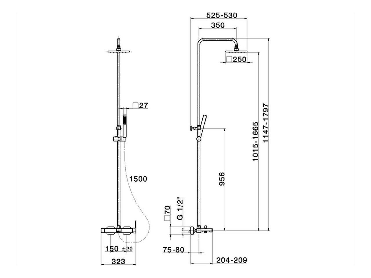 3-functions single lever bath set SHOWER COLUMNS_RR004121 - v1