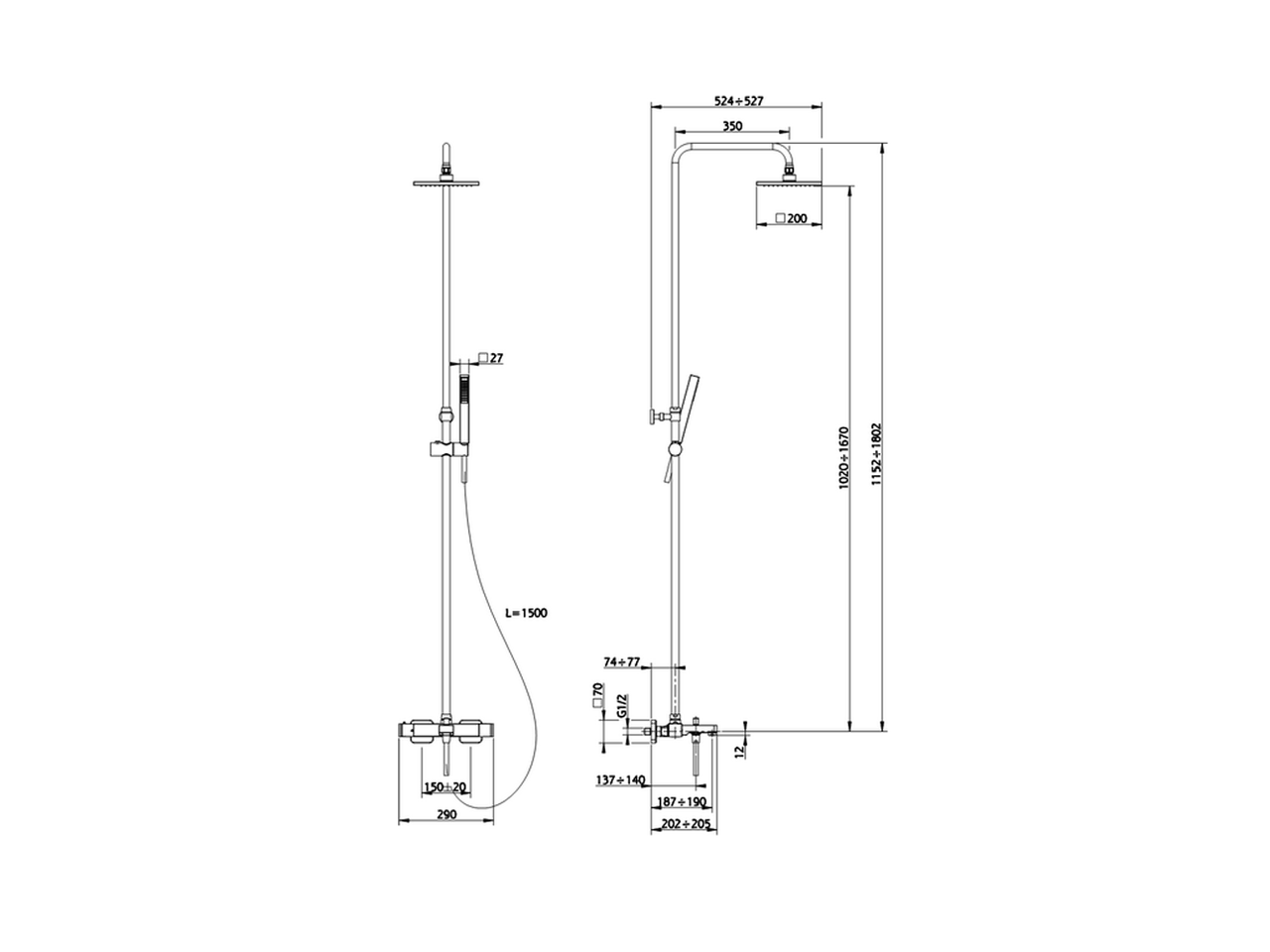 3-functions Thermostatic shower set SHOWER COLUMNS_RRC83010 - v1