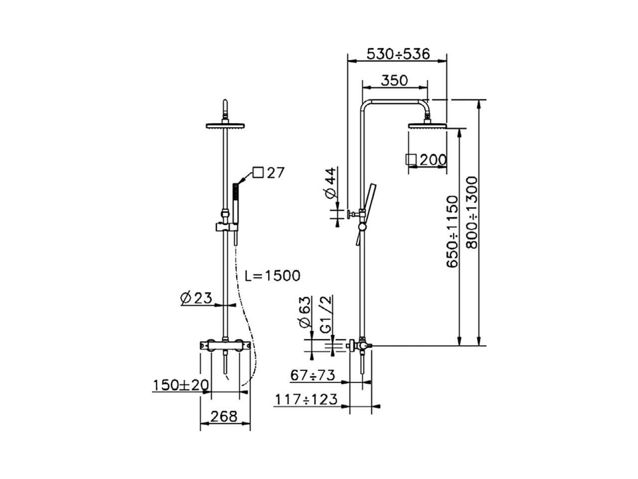 2-functions Thermostatic shower set SHOWER COLUMNS_SCC82060 - v1