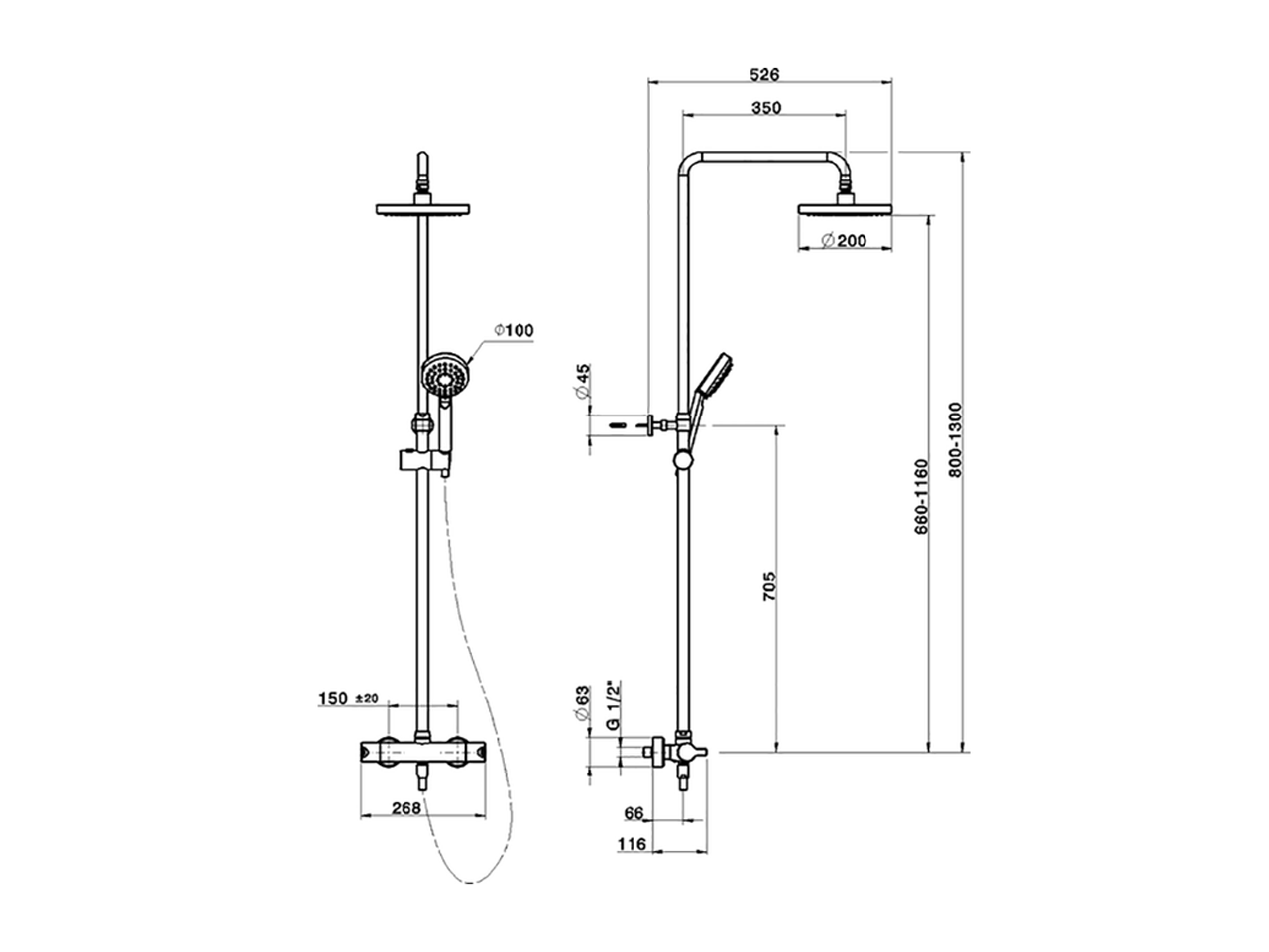 2-functions Thermostatic shower set SHOWER COLUMNS_SCC82090 - v1